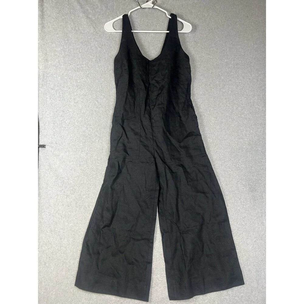 NWT Banana Republic Linen Belted Workwear Jumpsuit Black Sz 0 P MSRP $180